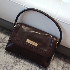 Liz Claiborne, leather, bag, dark brown, shoulder bag, new, multi pockets,